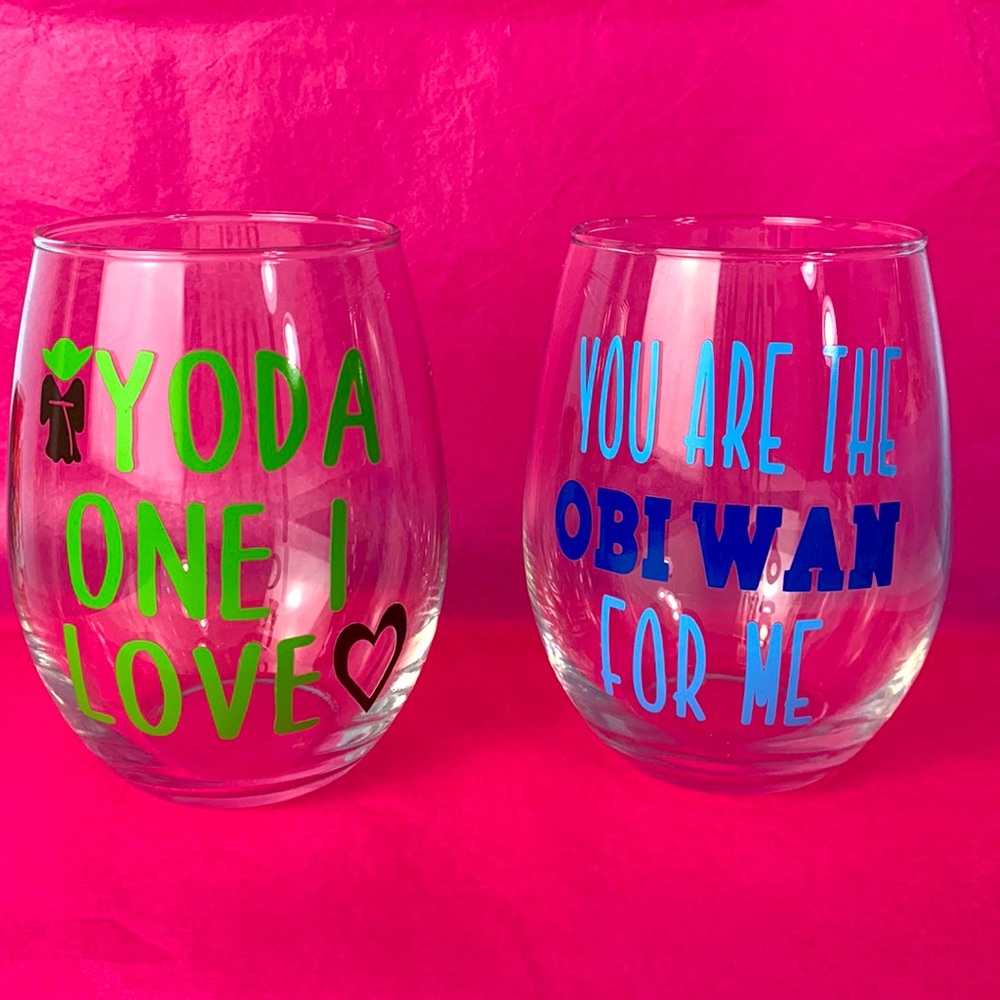 Star Wars Valentine’s Water / Stemless Wine Glasses